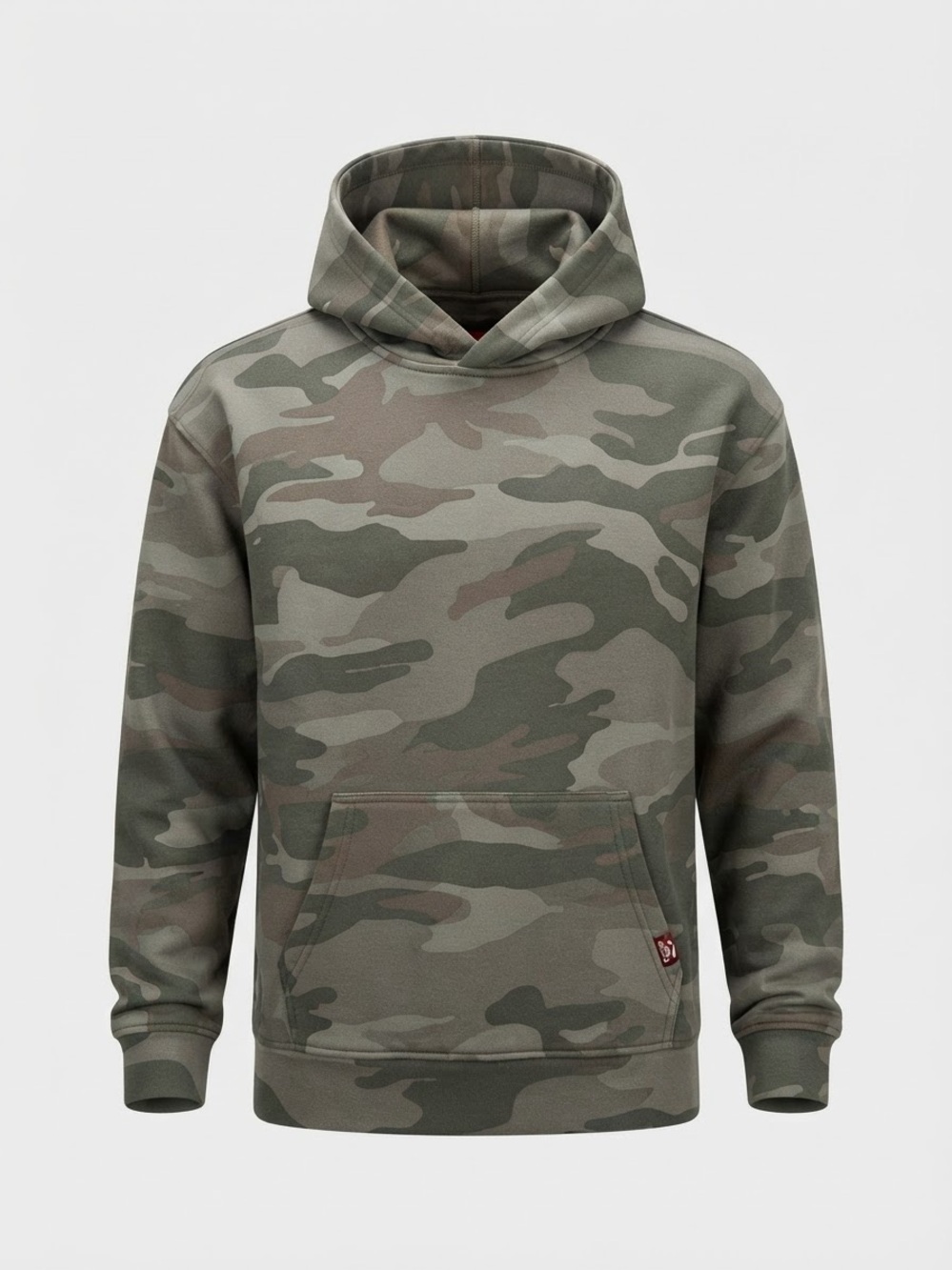 Hollister Men's Camo Crewneck Hoodie - Olive Green